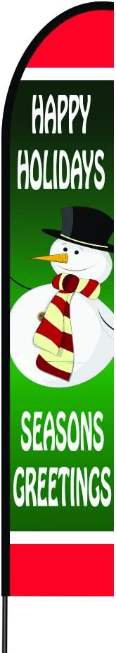 Happy Holidays Seasons Greetings Flag Kit 15' Feet Feather Flag Sign Outdoor Banner 1