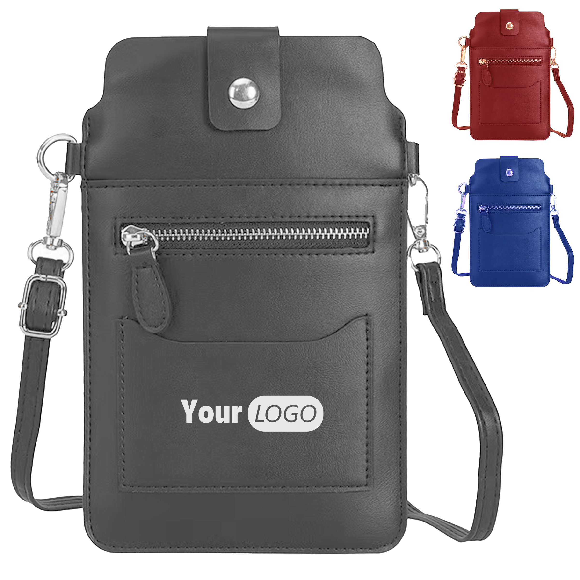 Polyurethane Solid Color Multifunctional Crossbody Bag 1