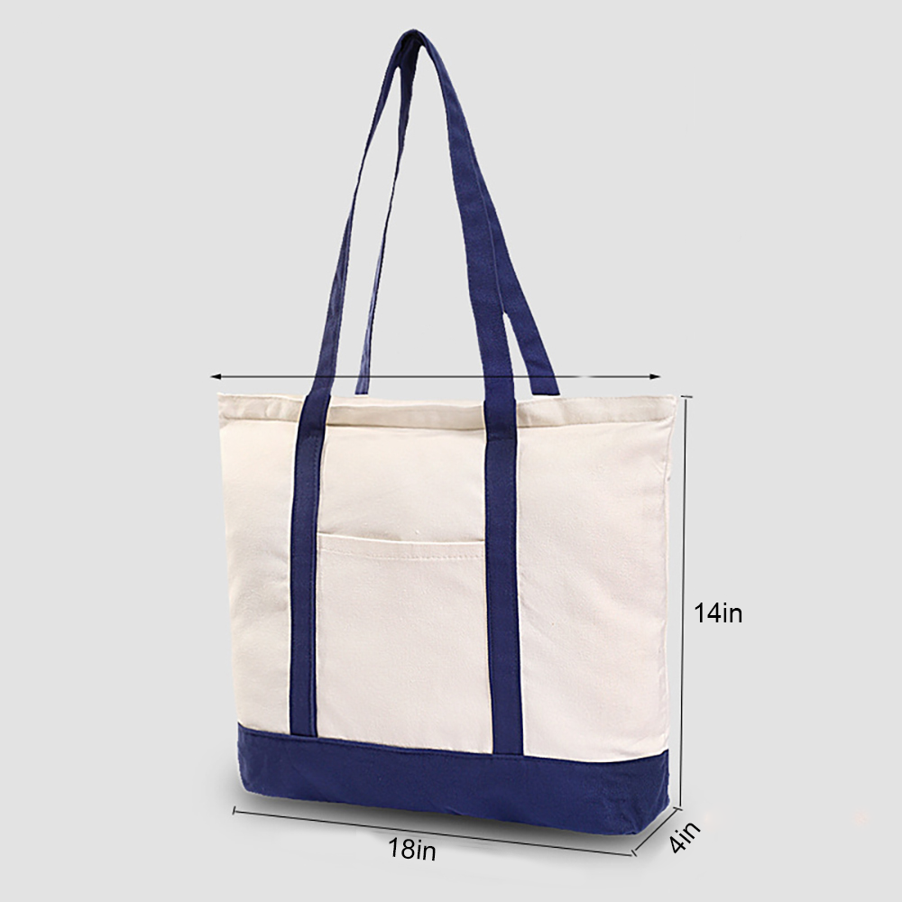 Large-Size Portable Canvas Boat Tote Bag with Front Pocket, custom tote bag with logo imprint 8
