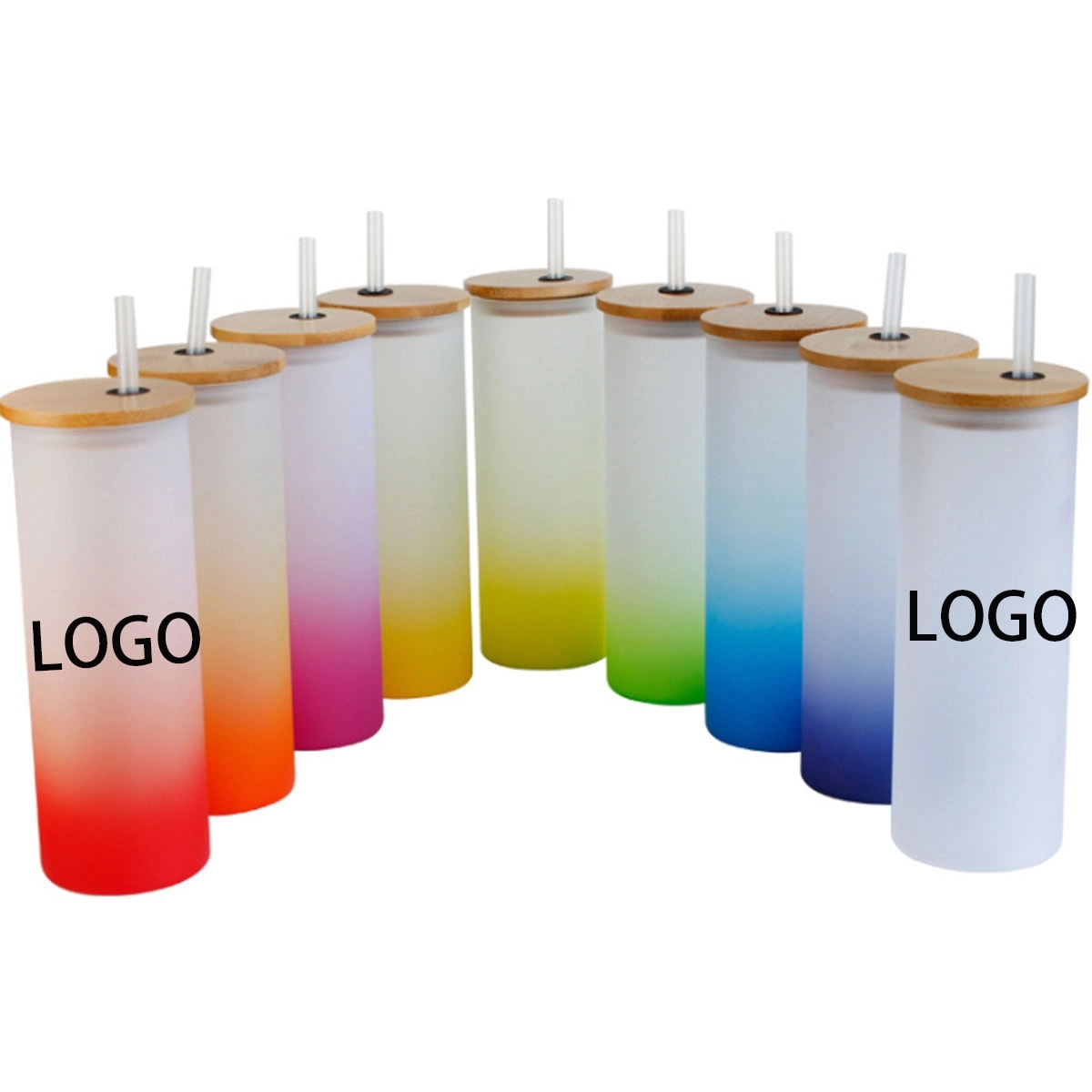 25Oz Gradient Frosted Mason Cup With Straw 6