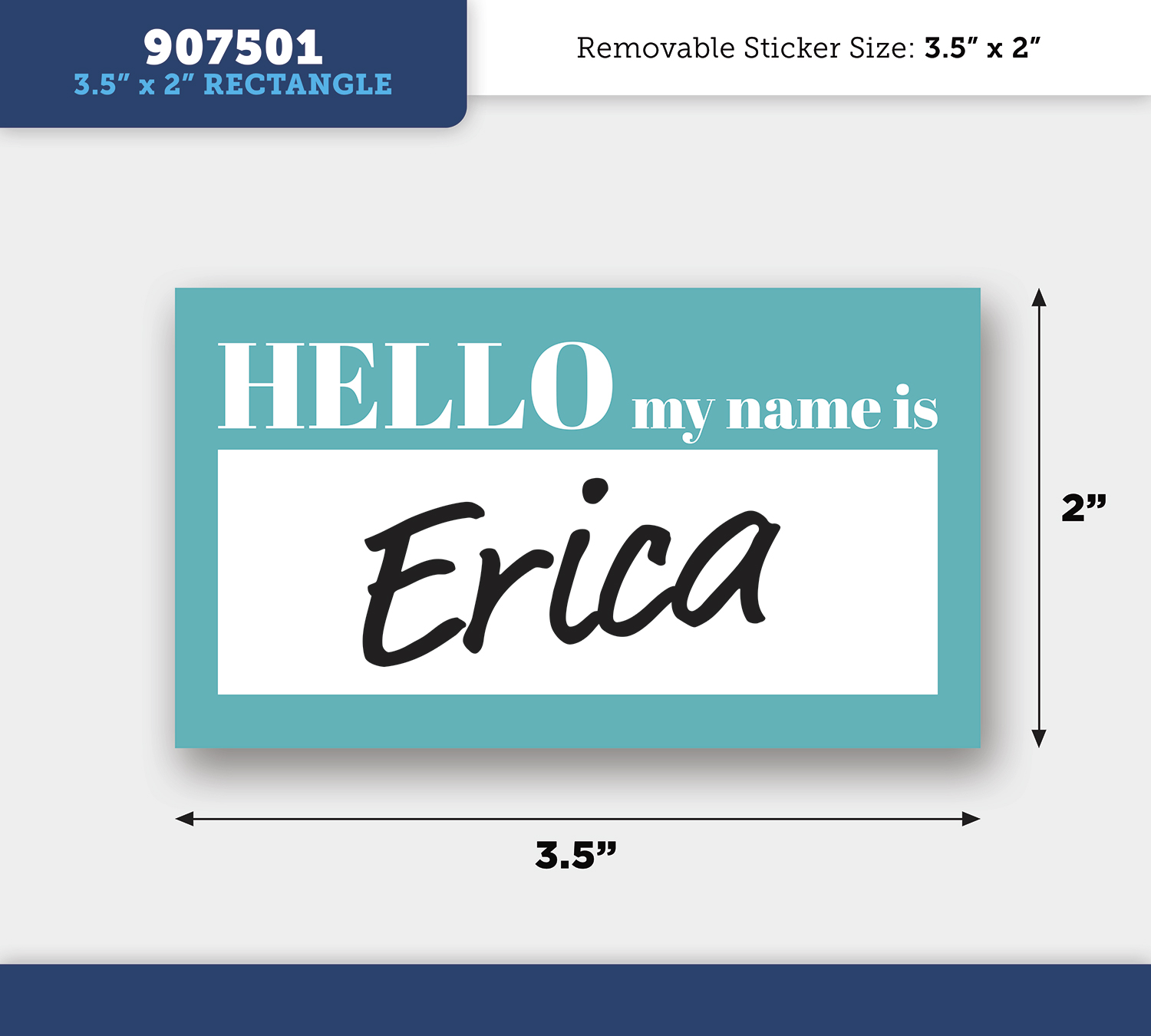 Rectangle - Removable Writeable Matte Sticker - 3.5" x 2" 2