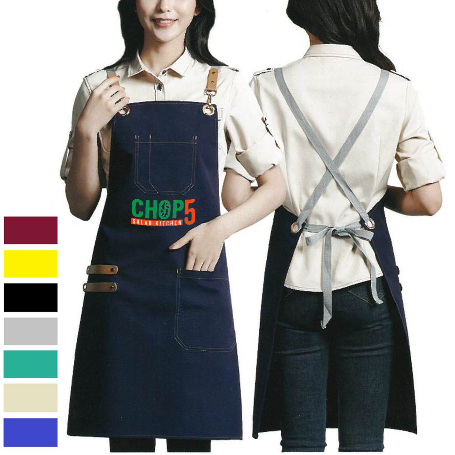 14 oz Canvas Kitchen Apron w/ Detachable Strap & Pockets 1