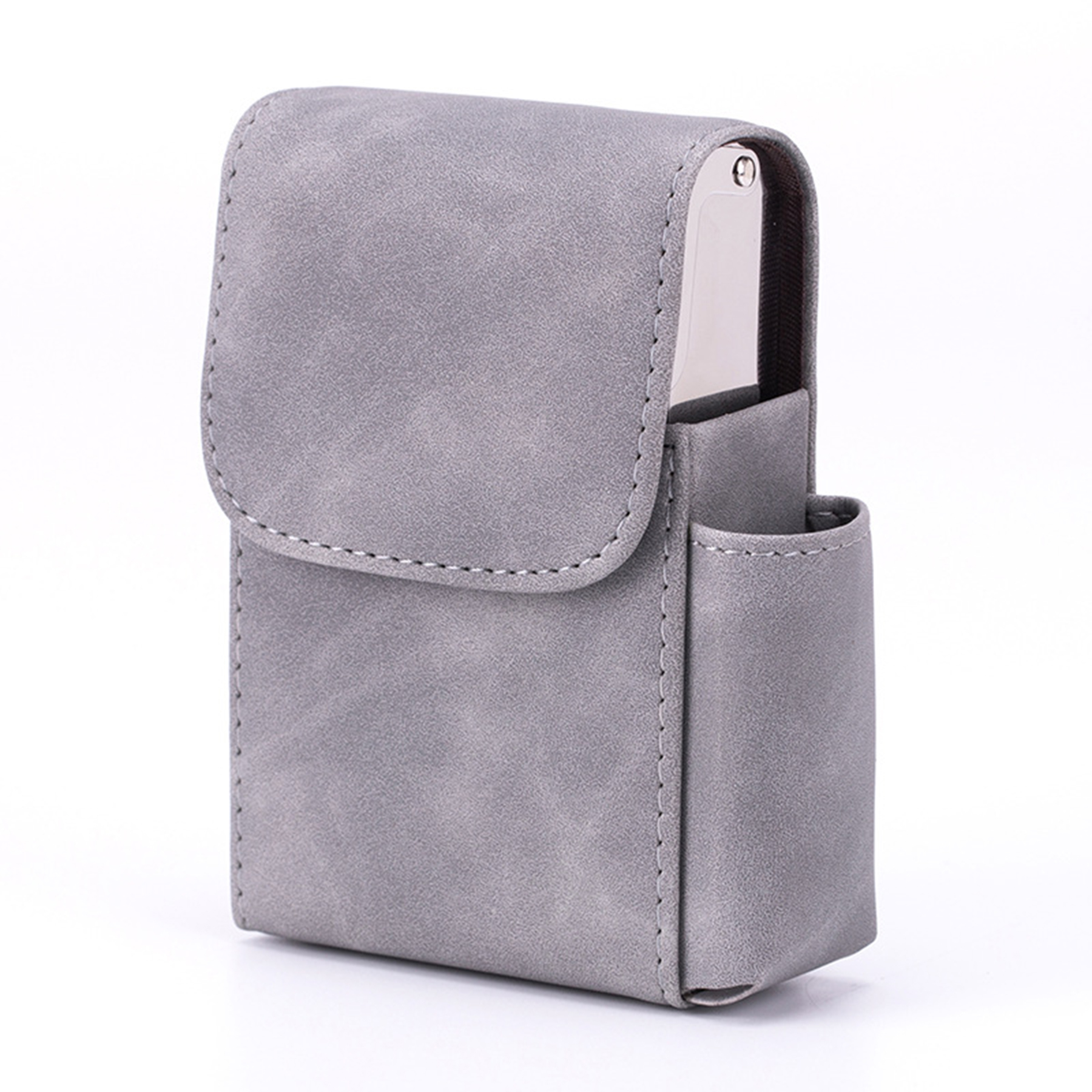 PU Leather Sliding Cigarette Box Case with Lighter Holder 3