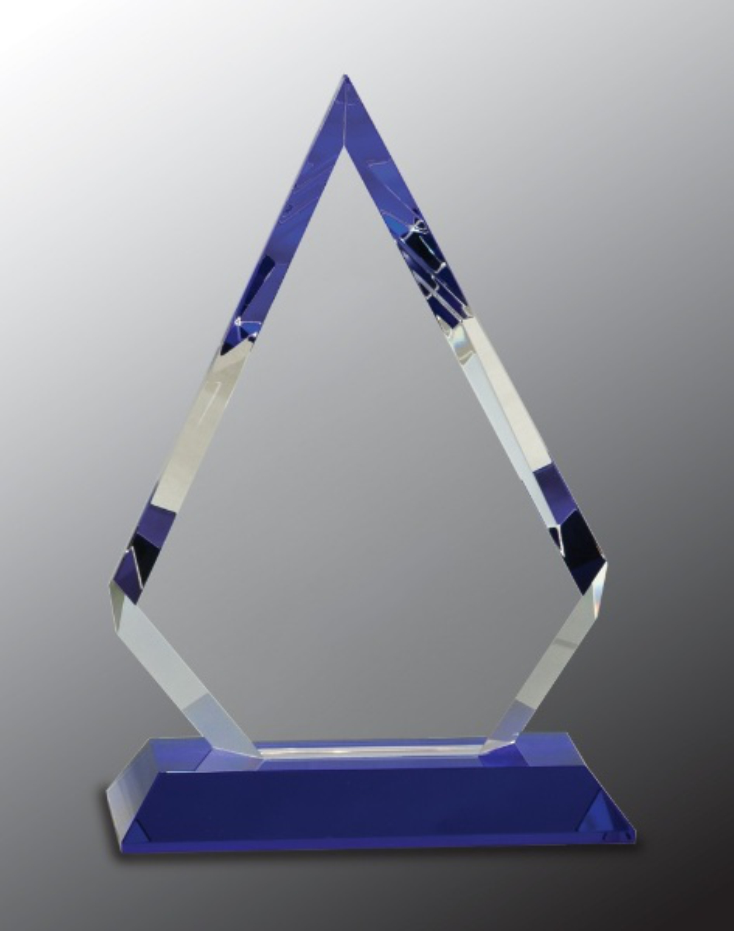 9" Clear Crystal Diamond on Blue Pedestal Base Award 3