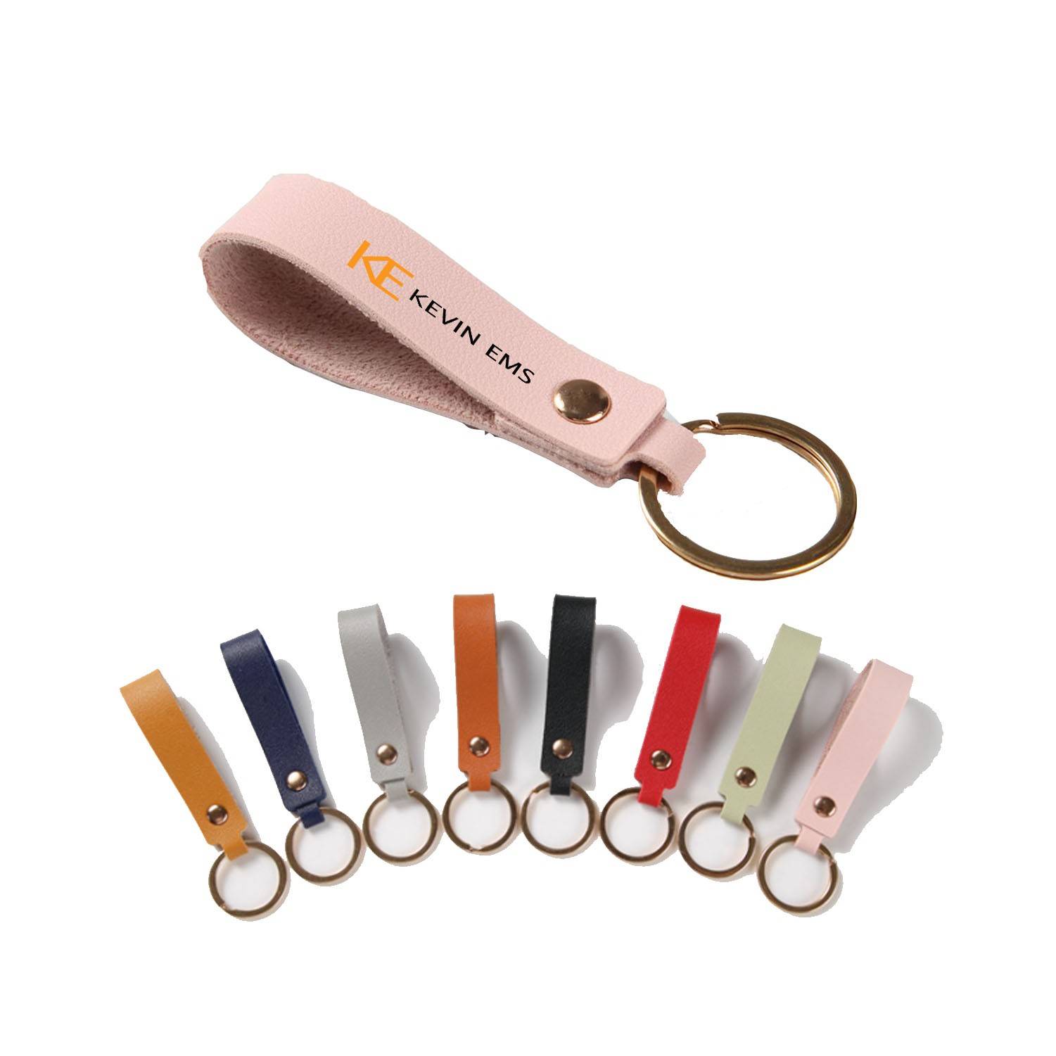 Solid Color PU Leather Keychain 3