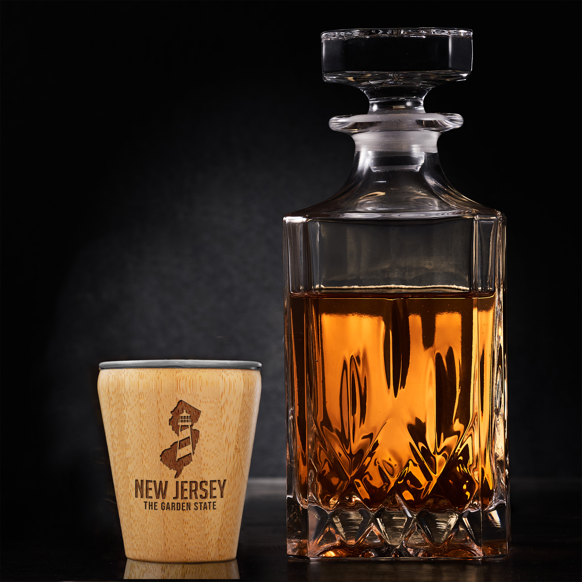 New Jersey State Bamboo and Stainless Steel Shot Glass 2