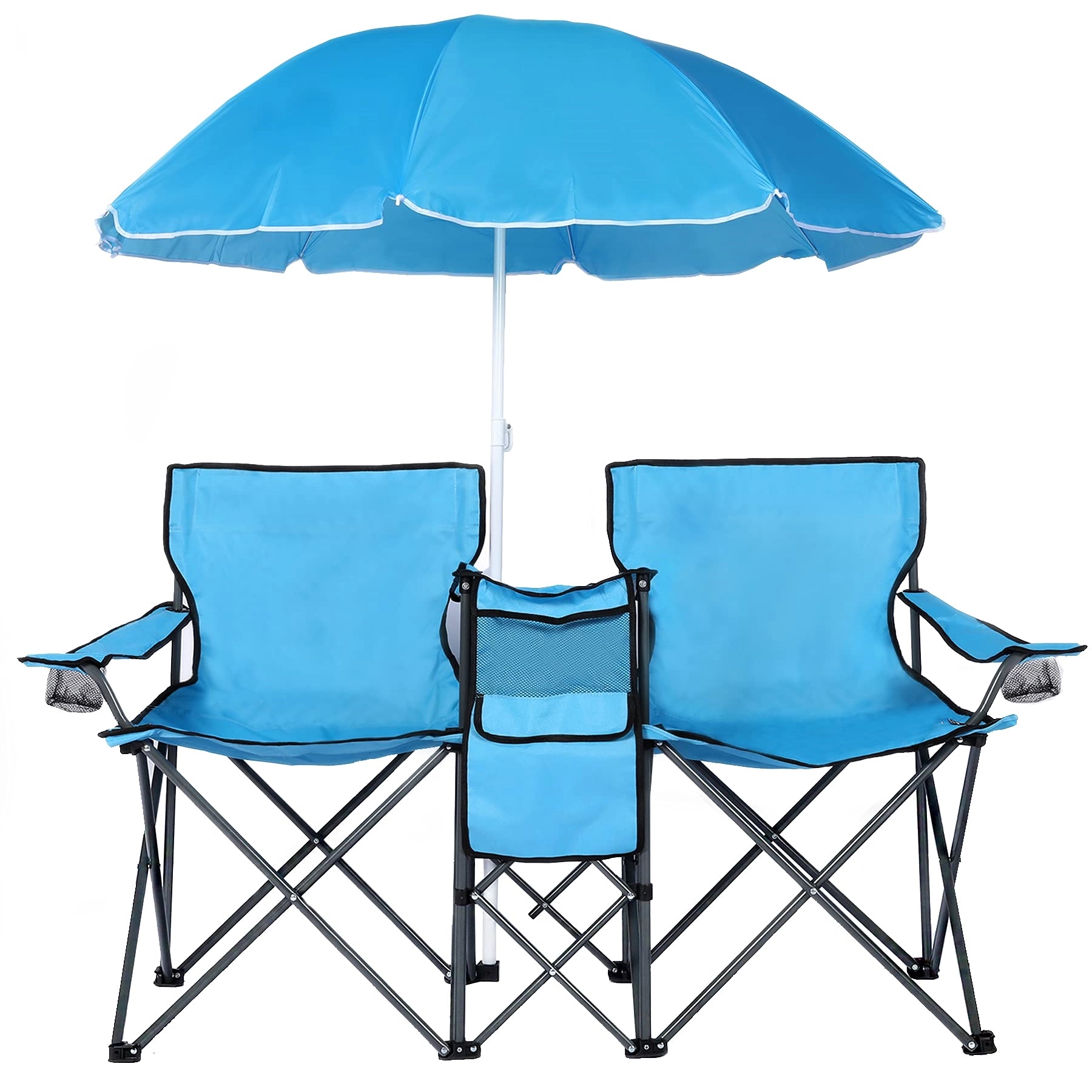 Double Portable Picnic Chair with Umbrella 2