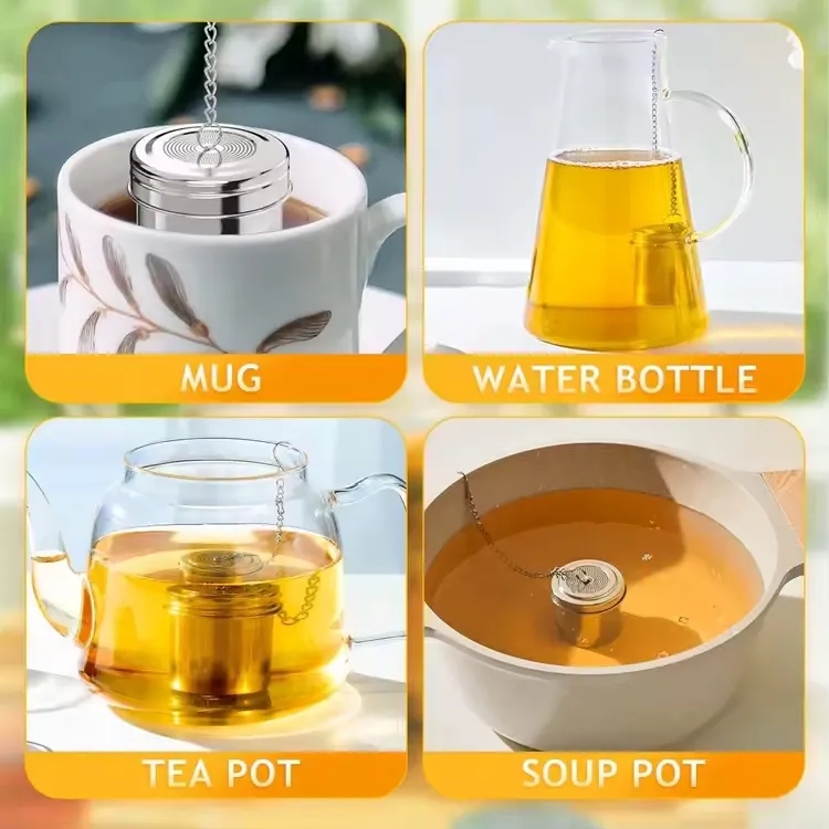304 Stainless Steel Threaded Lid Loose Leaf Tea Steeper 1
