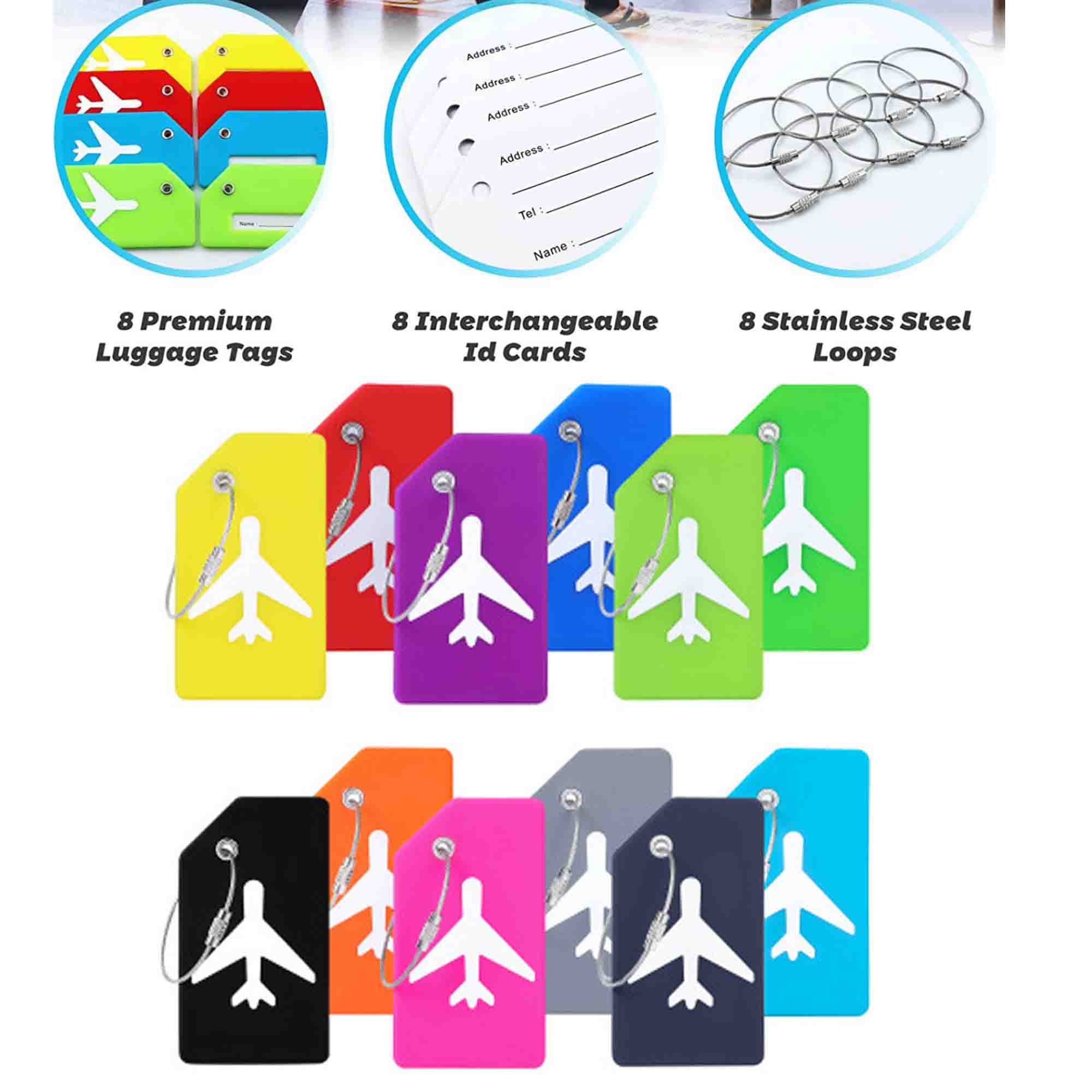 Silicone Luggage Tags for Travel with Stainless Steel Loops 1