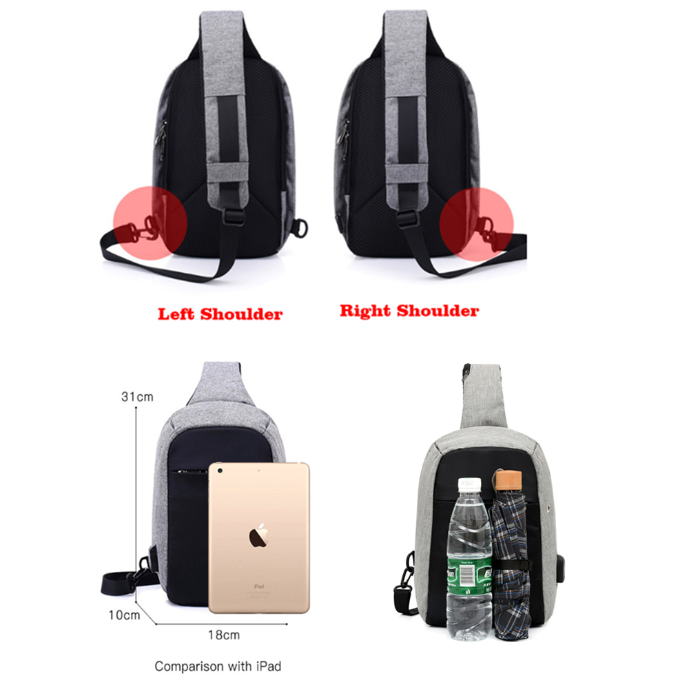 Anti Theft Reflective Cross Body Sling Bag With USB And Ear Phone Ports 3