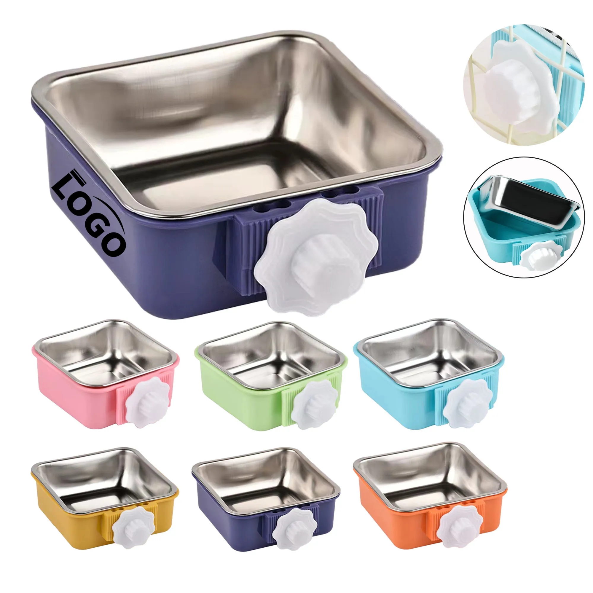Stainless Steel Removable Hanging Pet Bowl 5