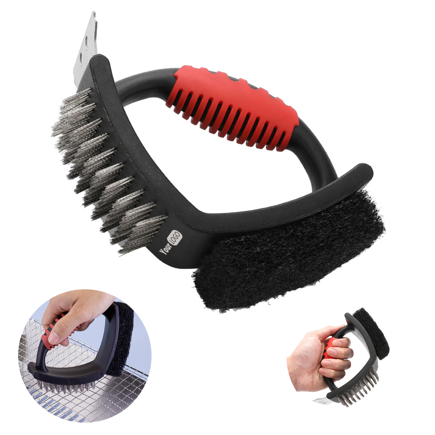 Steel Three In One Barbecue Cleaning Brush 2