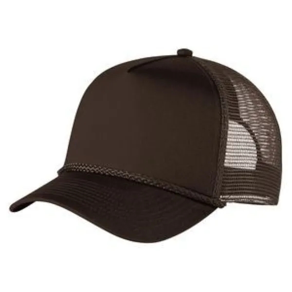 Structured 5 Panel Curved Bill Trucker Cap with Rope 11