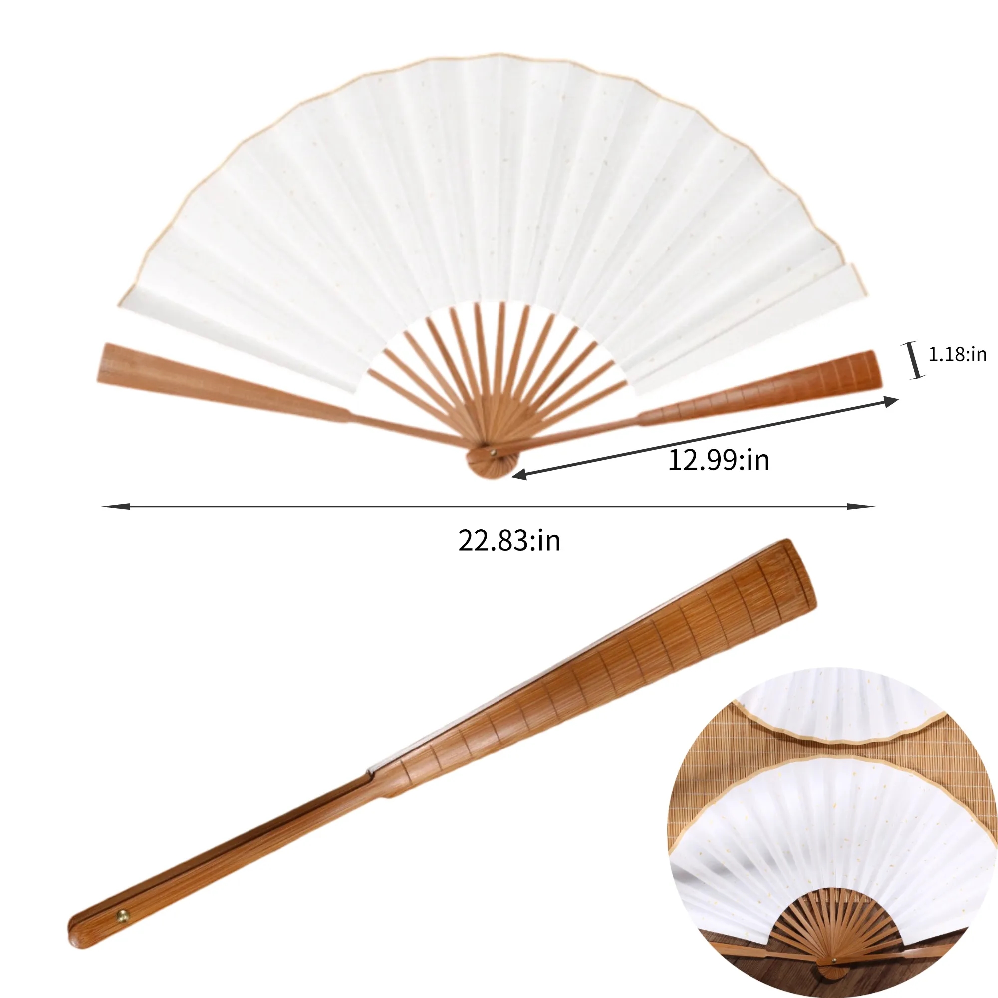 Folding Rice Paper Handheld Fan 3