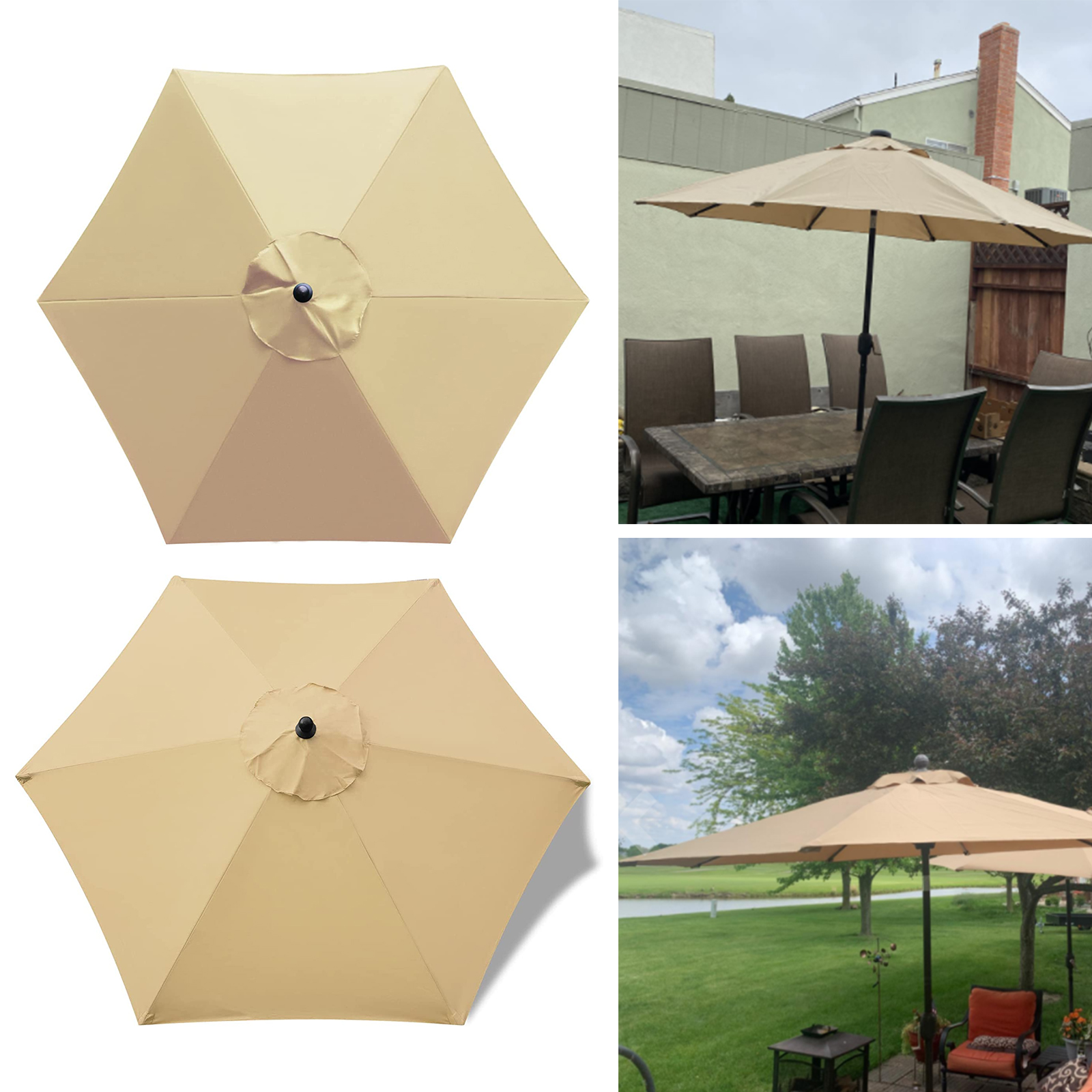 9ft Replacement Canopy Market  Patio Umbrella with 6 Ribs 2