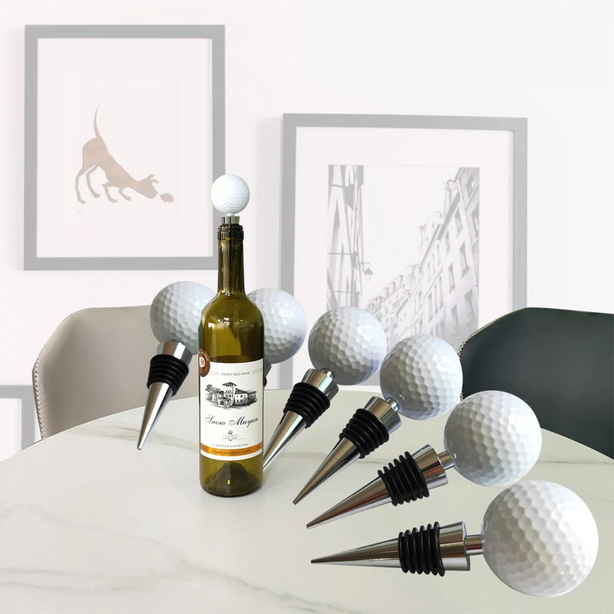 Creative Golf Ball Metal Vacuum Wine Stoppers 4
