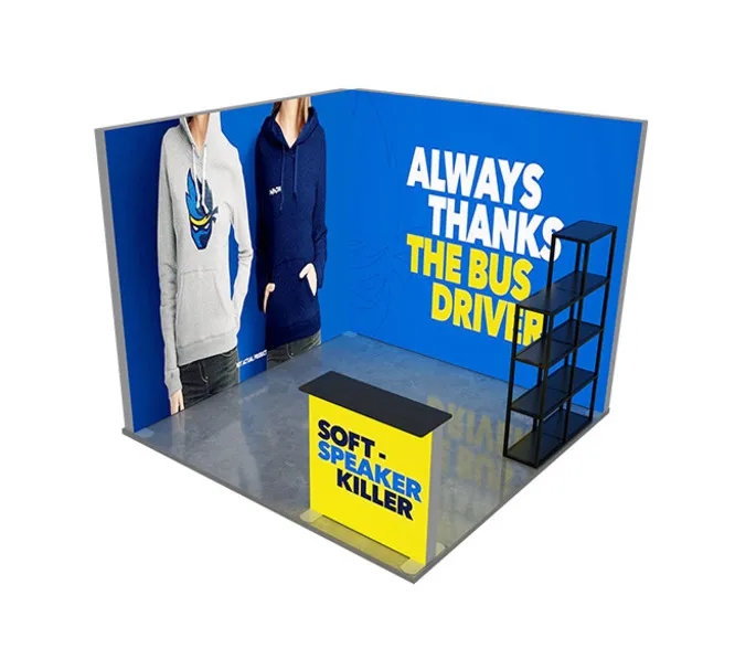 10ft Backlit Trade Show Display – LED Backwall Display with Counter & Side Panels 4