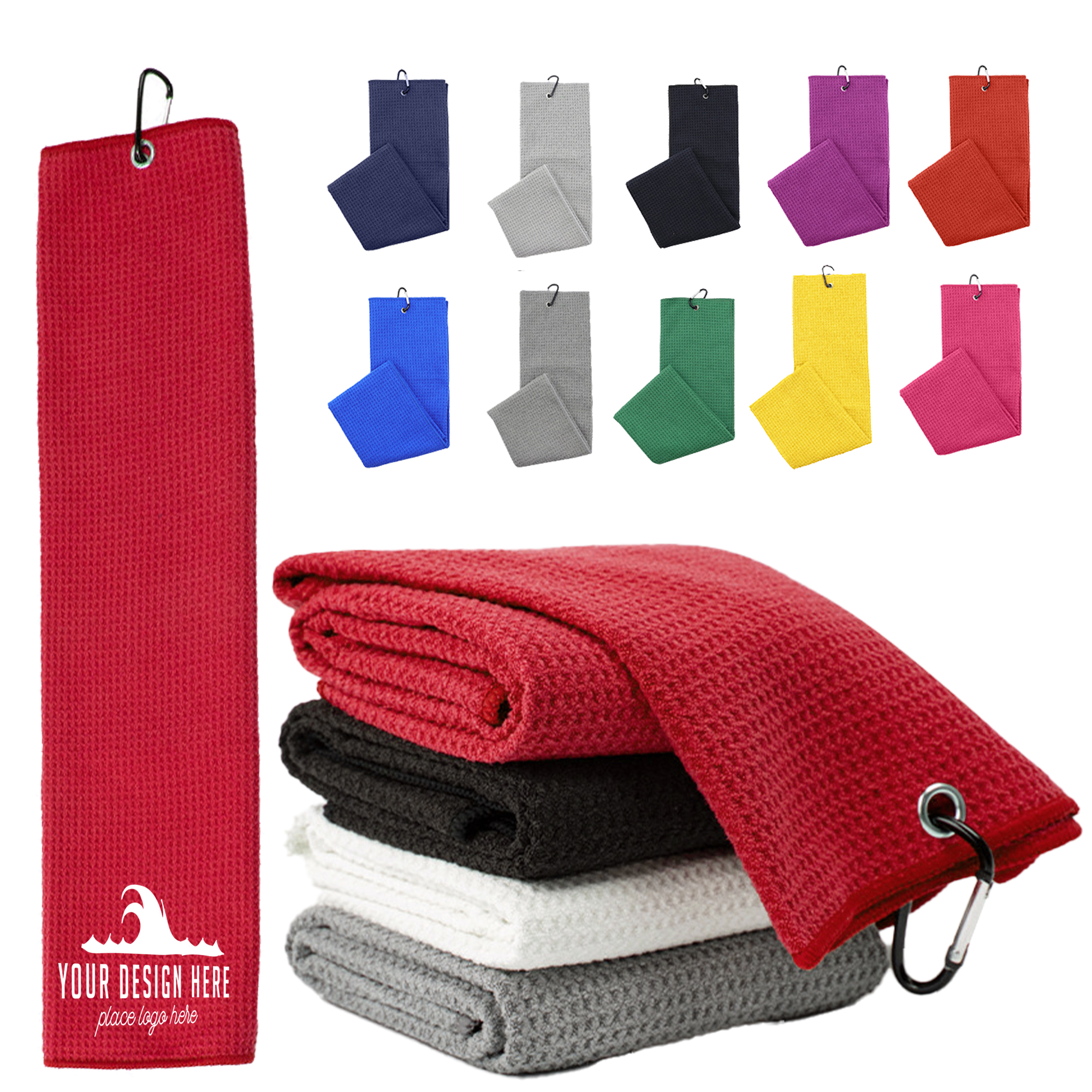 Waffle Golf Microfiber Towel With Hook Beach 3