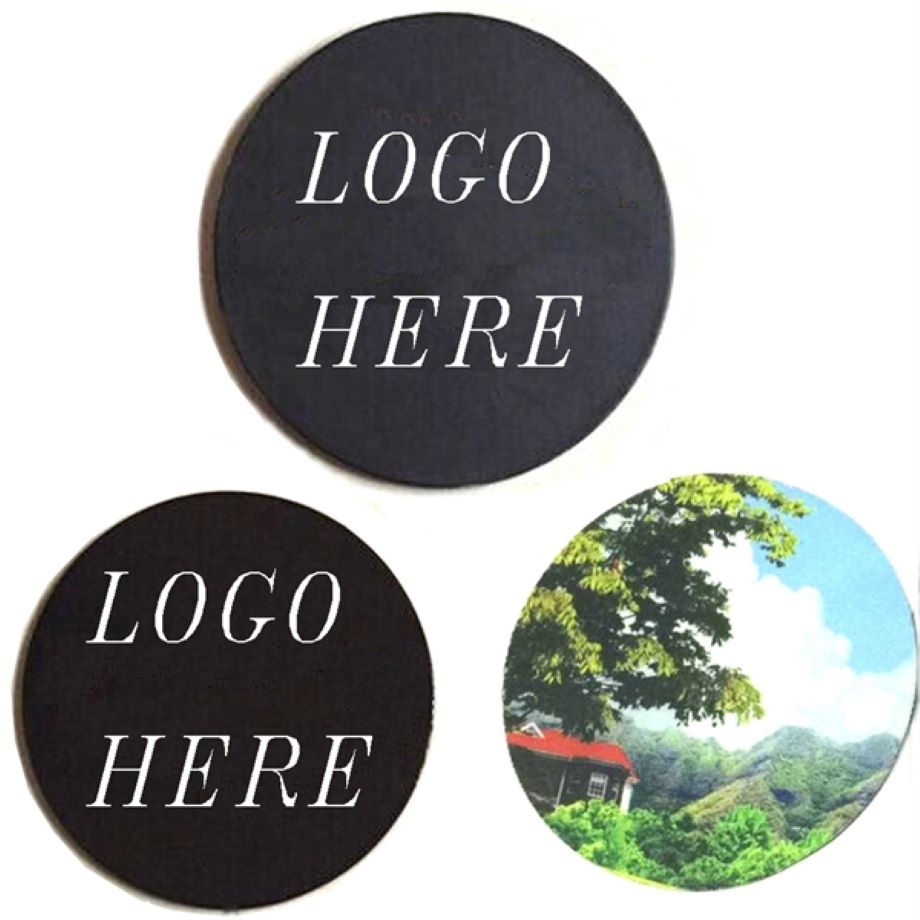 4" Round Rubber Bottom Polyester Fabric Surface Coasters 2