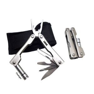 Compact Multi Tool Pliers Kit Stainless Steel With Flashlight Keychain 15