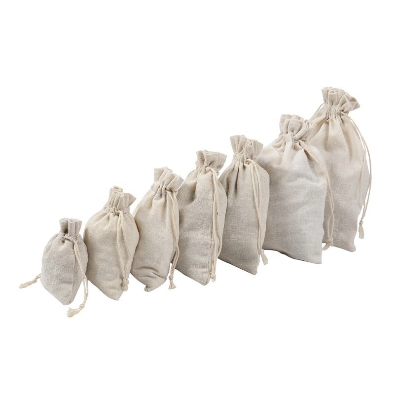 Custom Drawstring Linen Bag Jute Pouch 7