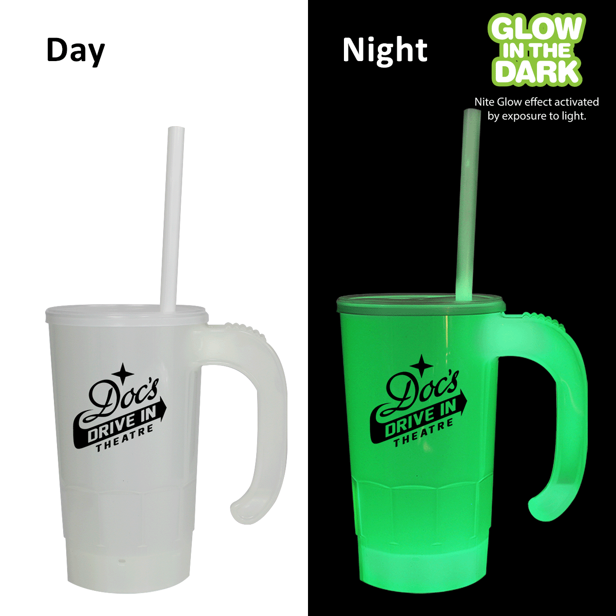20 oz. Nite Glow Stackable Beer Stein/Straw/Lid Set 4