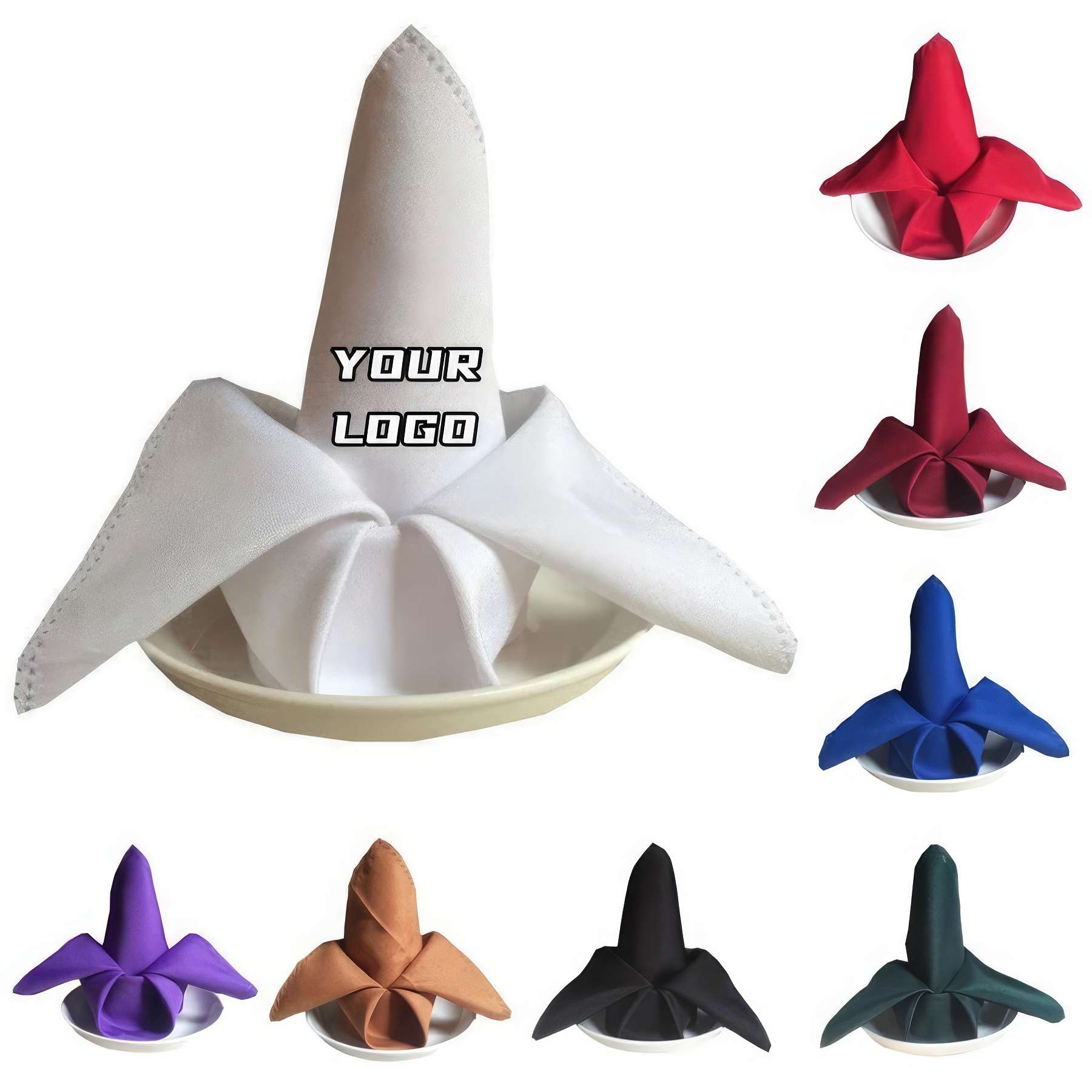 Custom Logo Polyester Table Napkins - 18.9'' x 18.9'' 1