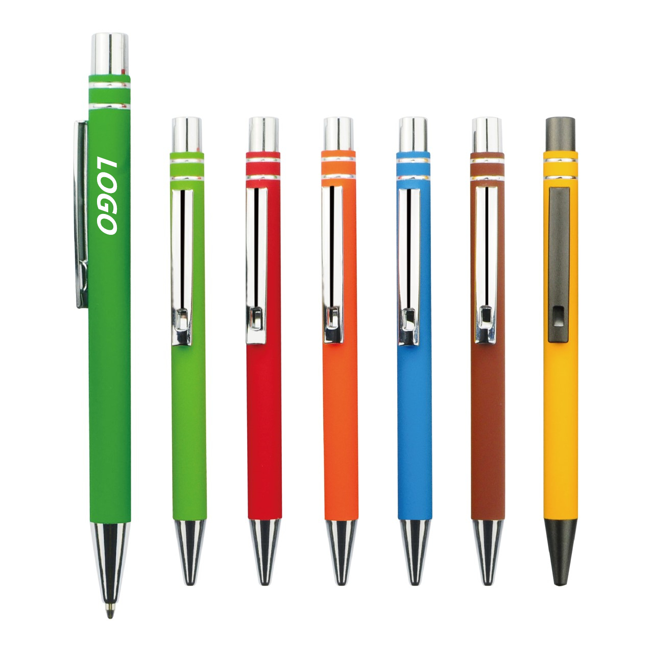 Metal push click action ball pen with custom logo 2