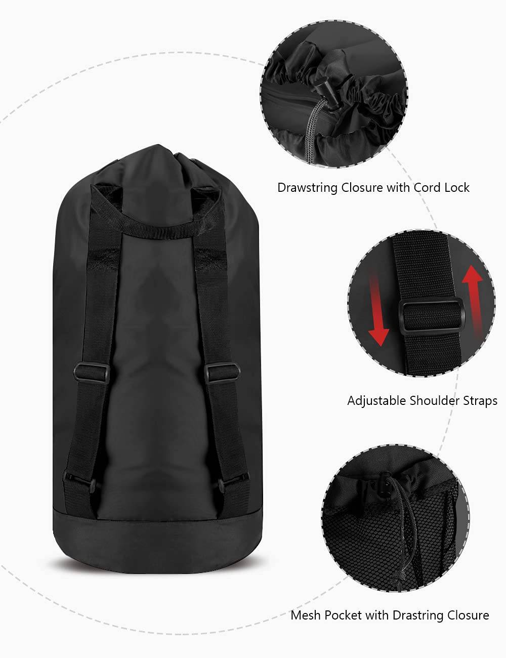 Laundry Bag with Shoulder Straps and Mesh Pocket Durable 1