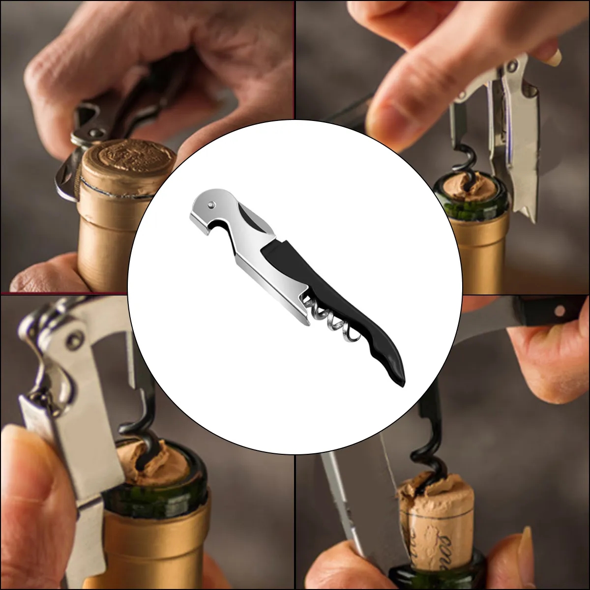 Professional Wine Opener with Foil Cutter & Corkscrew 6