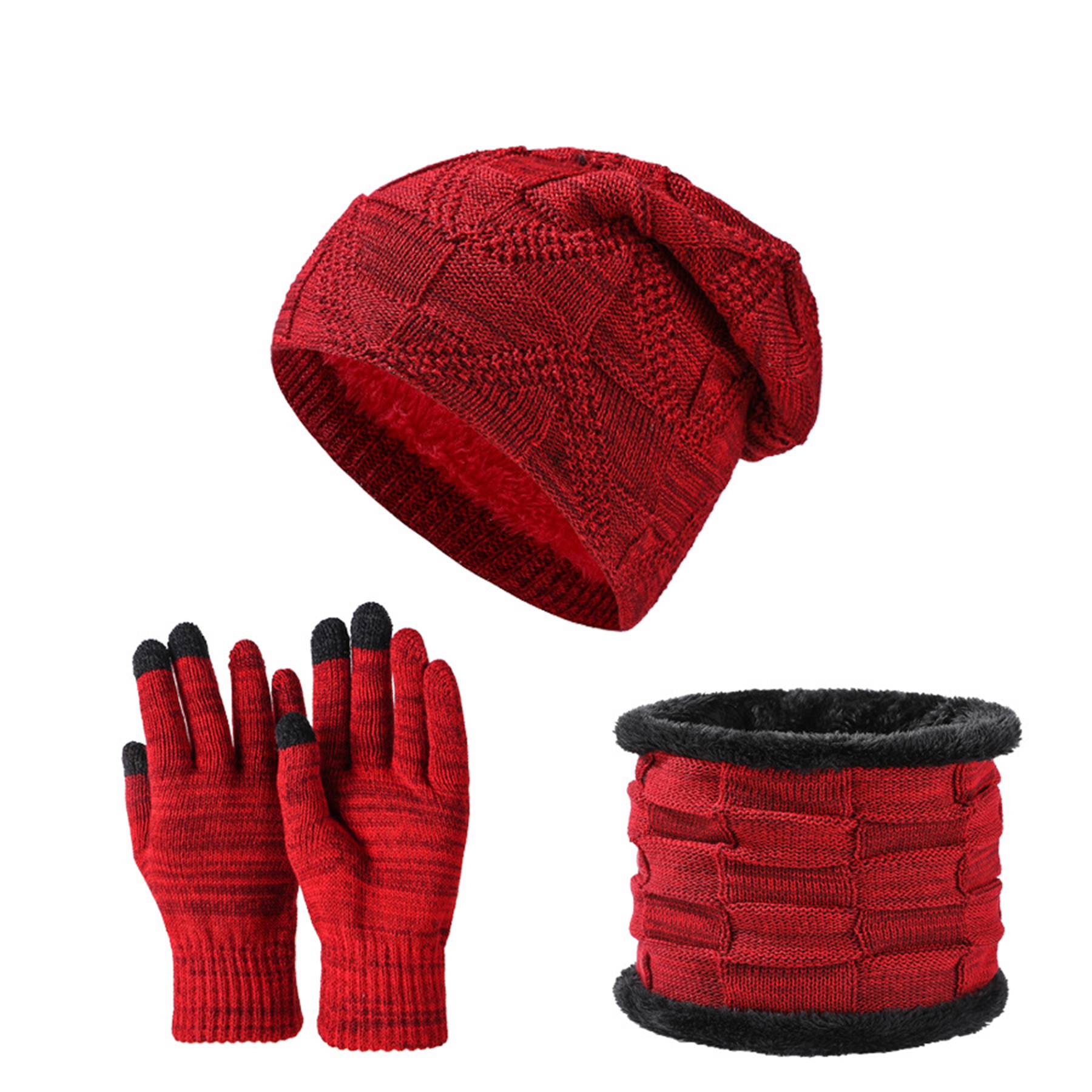 Winter Beanie Hat Scarf and Touch Screen Gloves Set 13