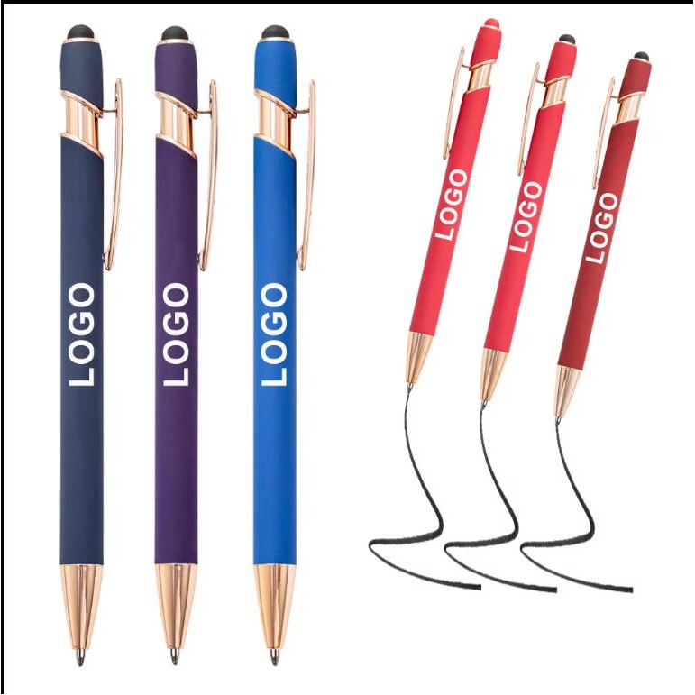 Soft Touch Ballpoint Pen with Rose Gold Accent 9