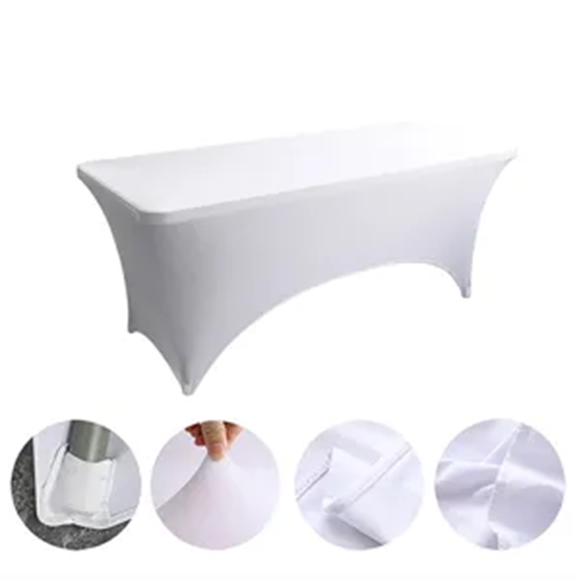6FT Customizable Polyester Tablecloth Stretch 3