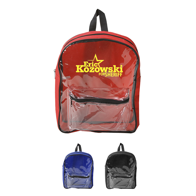 600D Poly W/Clear PVC Front Backpack (Bag, Backpack) 7