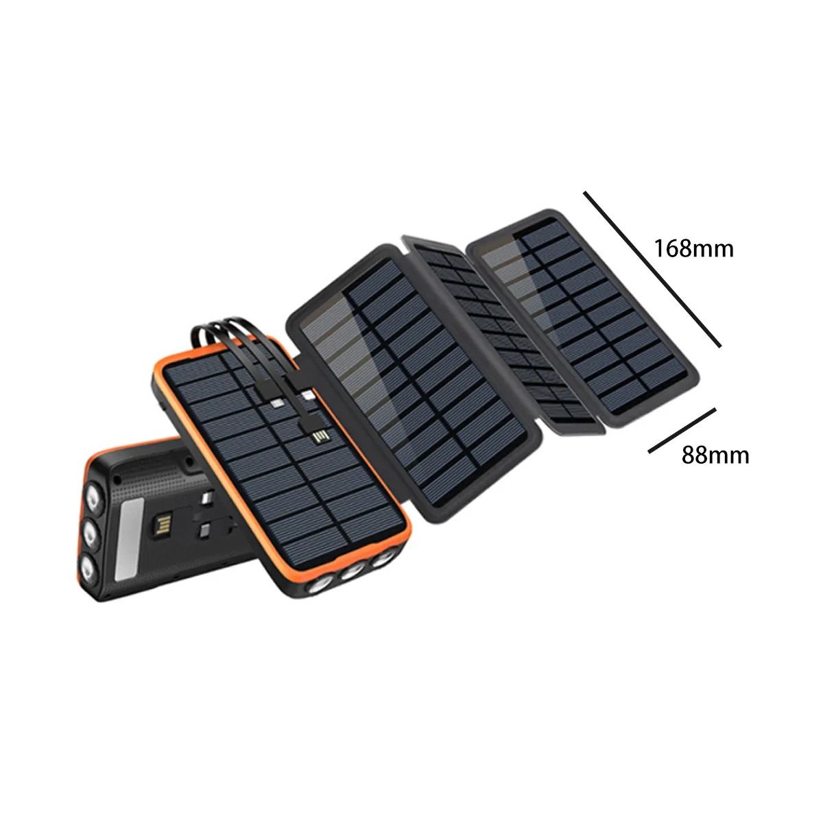 Wireless Solar Power Bank w/ Flashlight Multi Port Charging 8