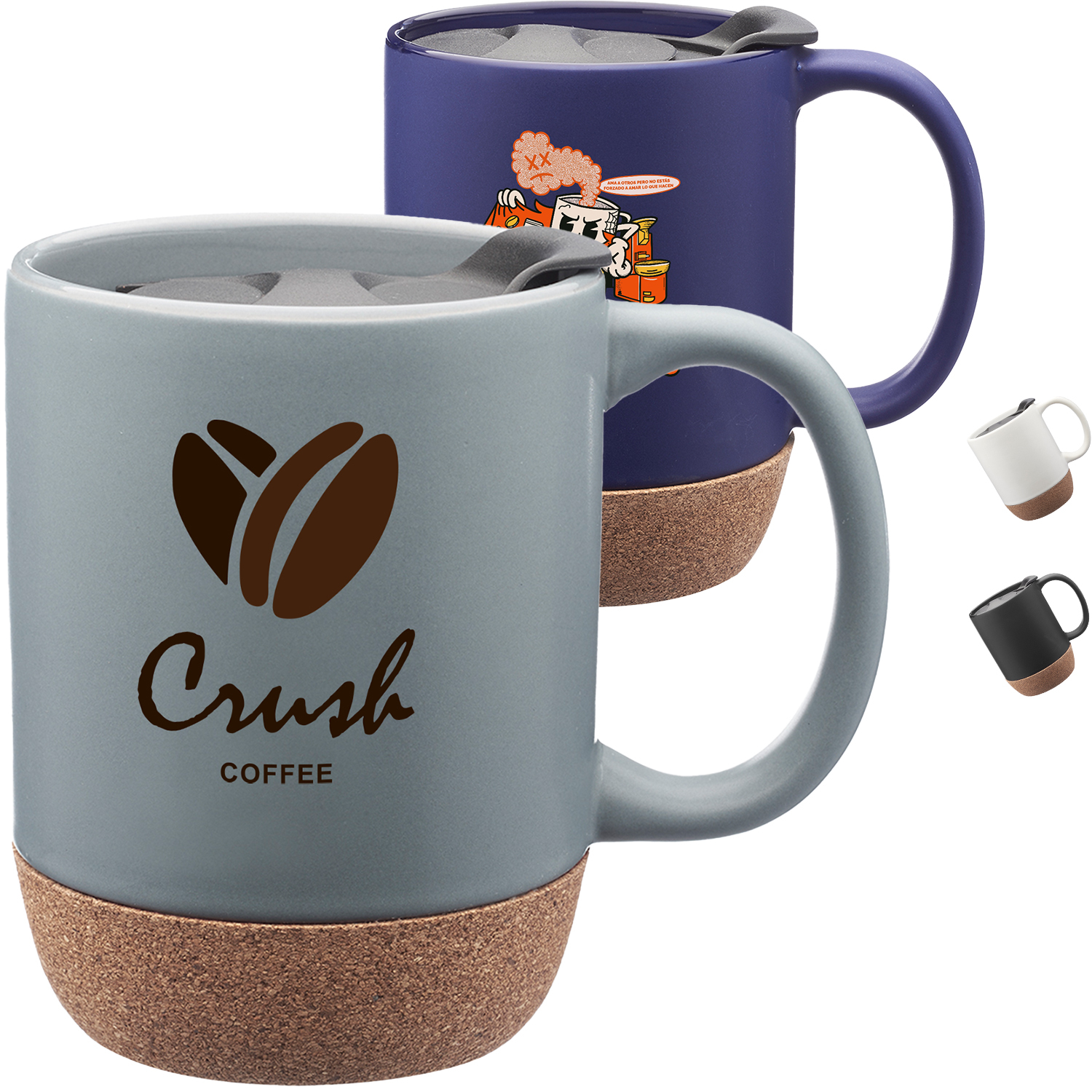 Classic Barista Coffee Mug 13 Oz. Cork Bottom Ceramic Mugs 2
