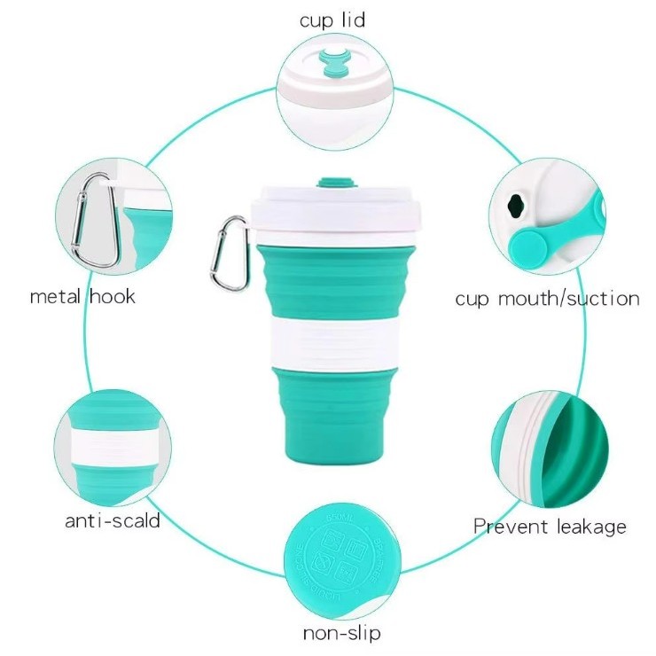 19oz Silicone Collapsible Travel Cup with Carabiner 3