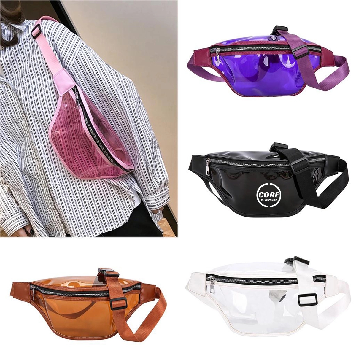 Transparent Pocket Chest Messenger Bags 1