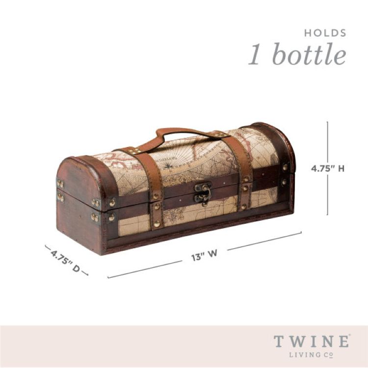 Twine Living® 1 Bottle Old World Wooden Wine Box 9