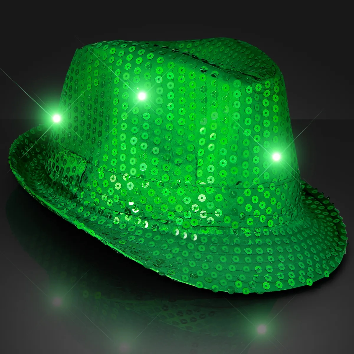 Shiny Single Colored Fedora Hats with Flashing Lights 39