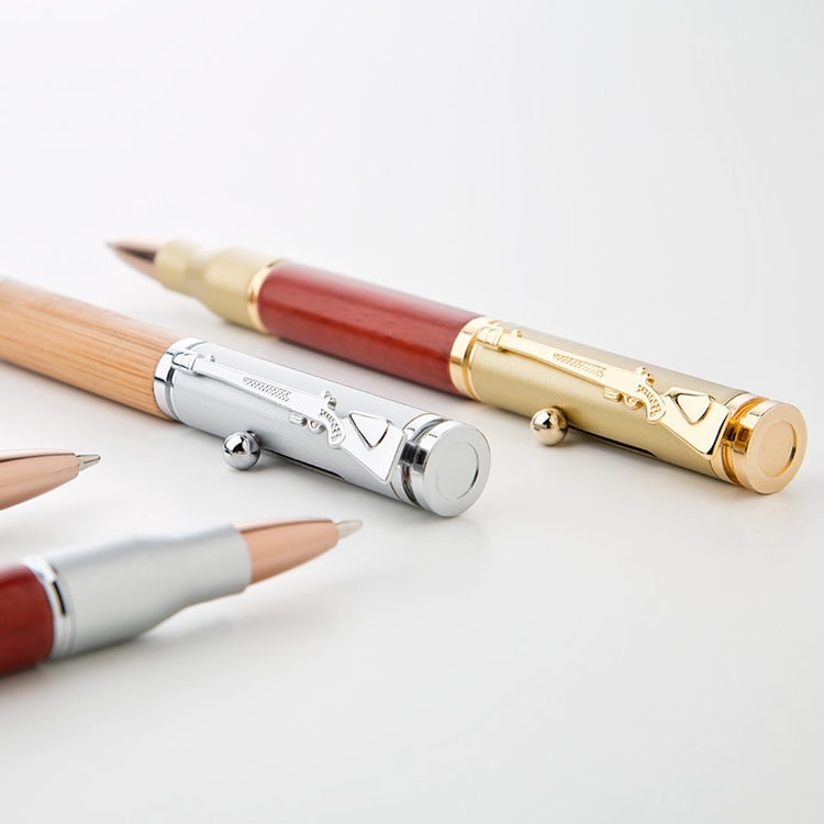 Bullet Brass Ball Point Pen ( Satin Chrome/ Chrome/ Wood) 4