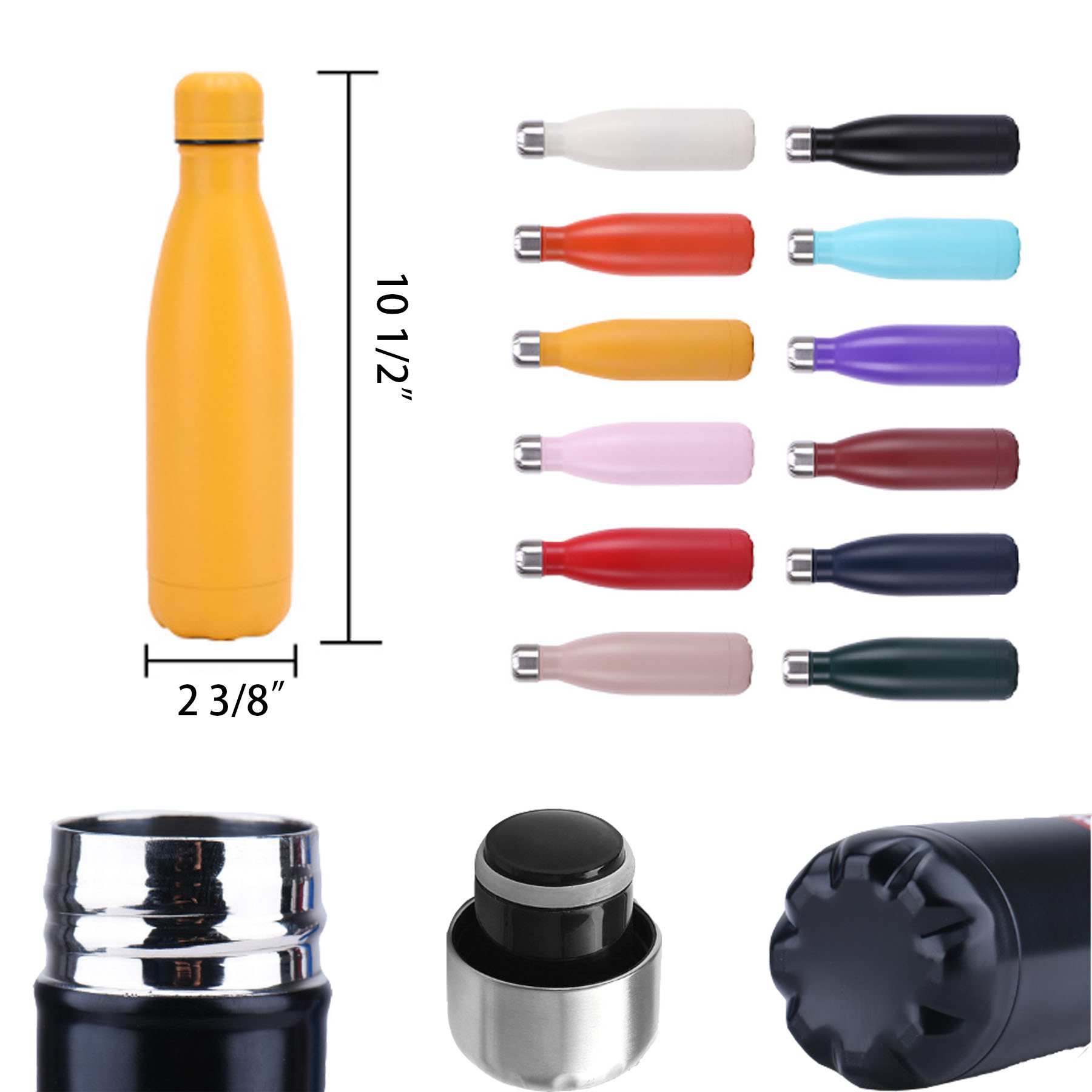 Double Wall Insulated Stainless Steel Vacuum 17 Oz, custom water bottle with logo imprint 2