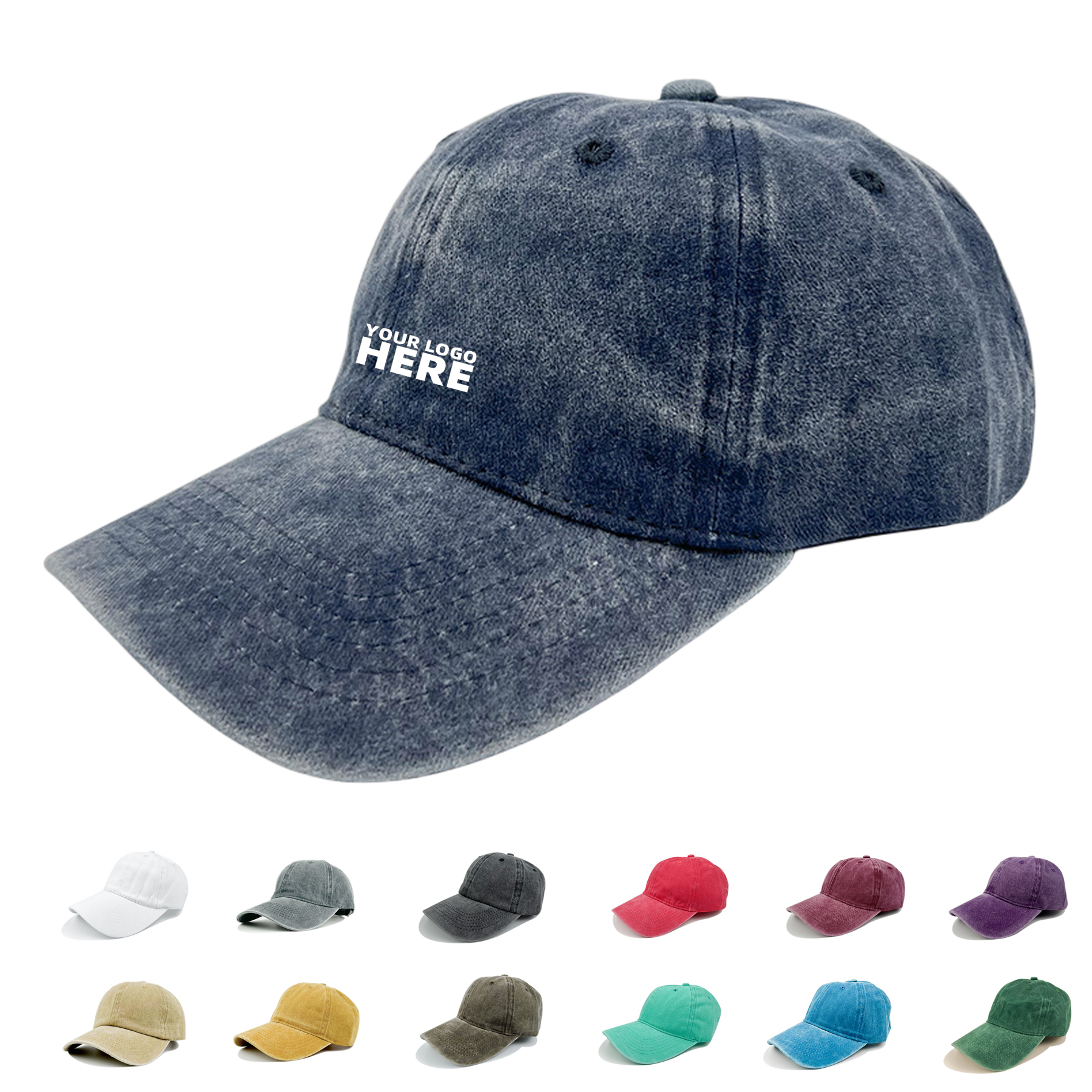 Vintage Washed Cotton Plain Baseball Caps 2