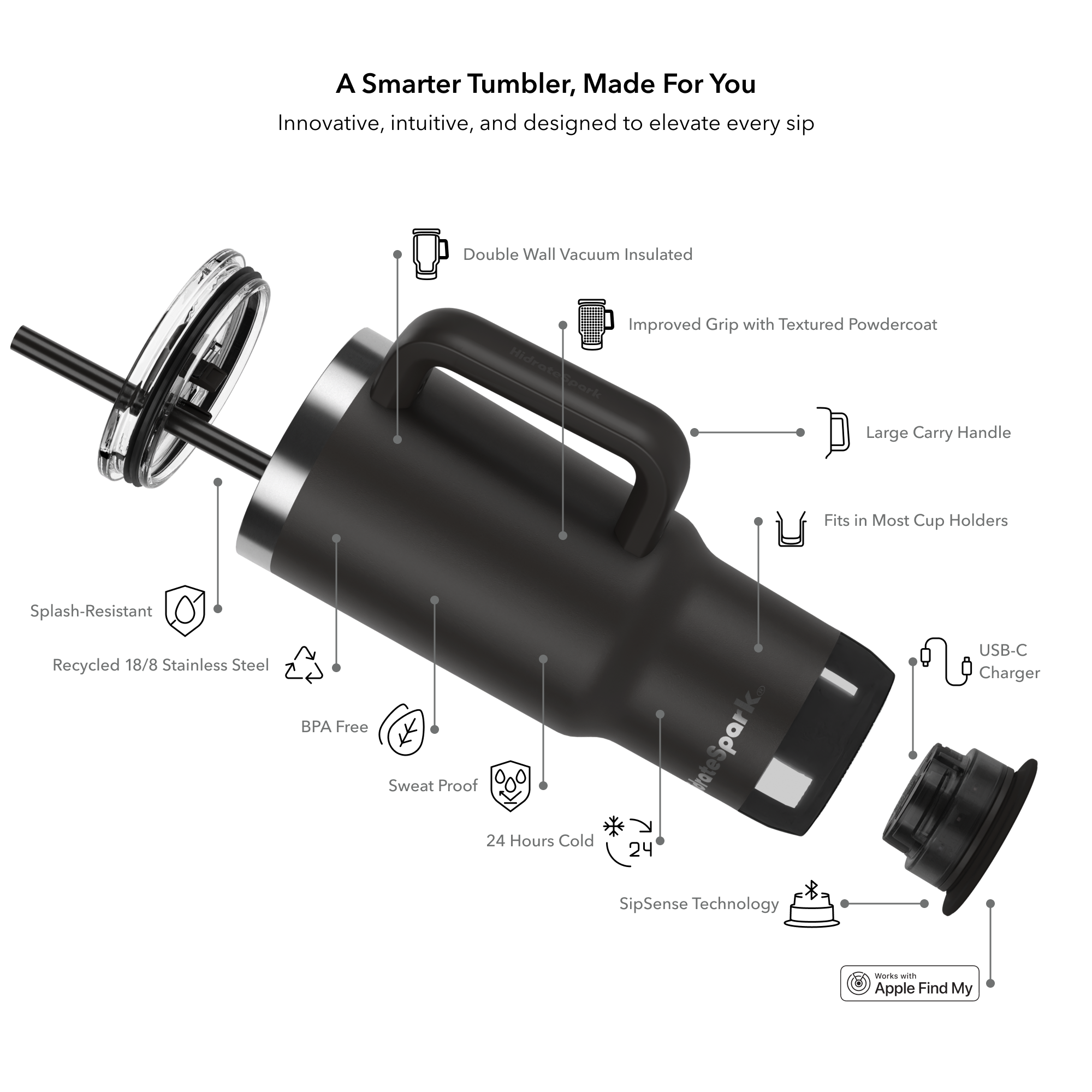 HidrateSpark® 30 oz. PRO 2 Tumbler, Premium 11