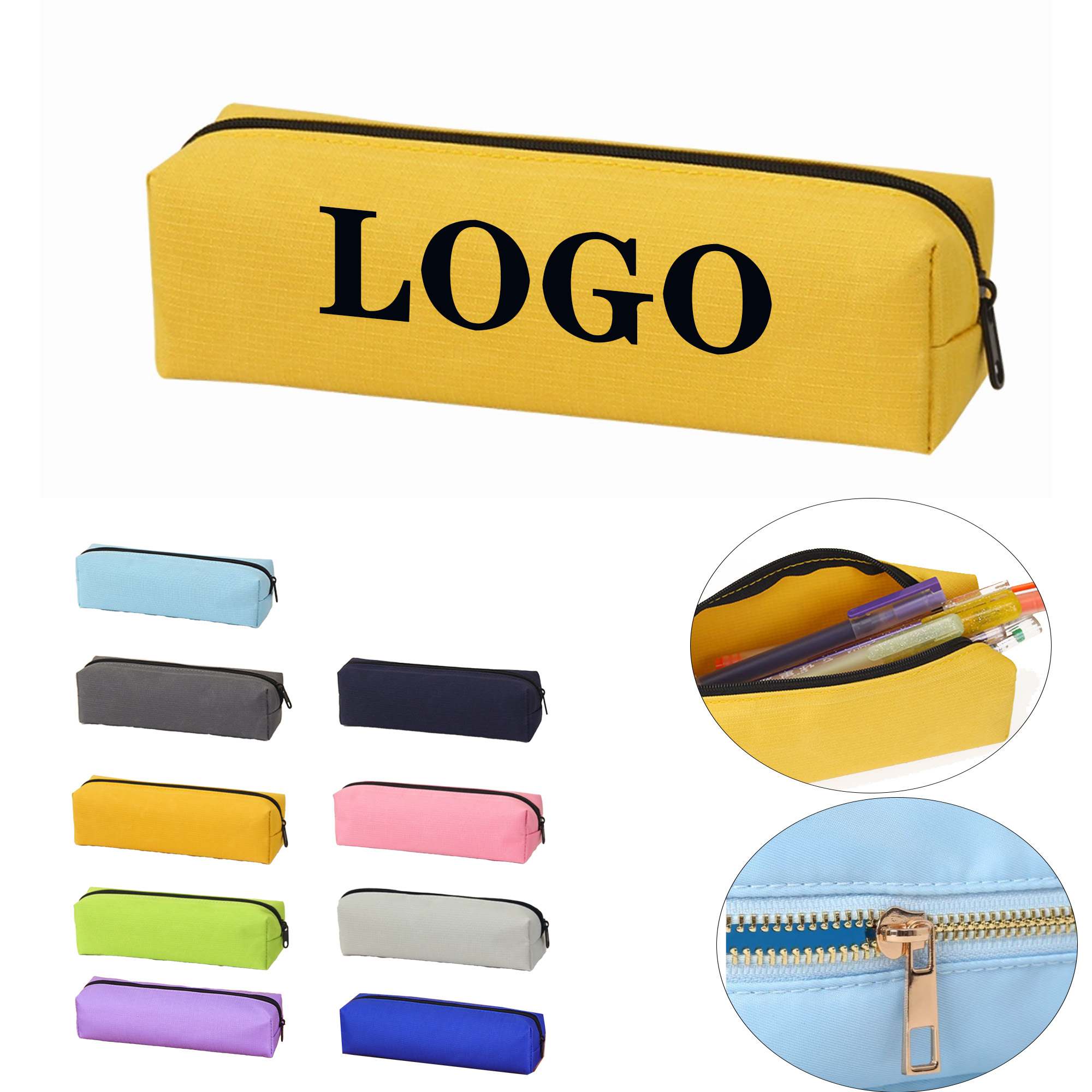 Solid Color Zipper Stationery Bag 2