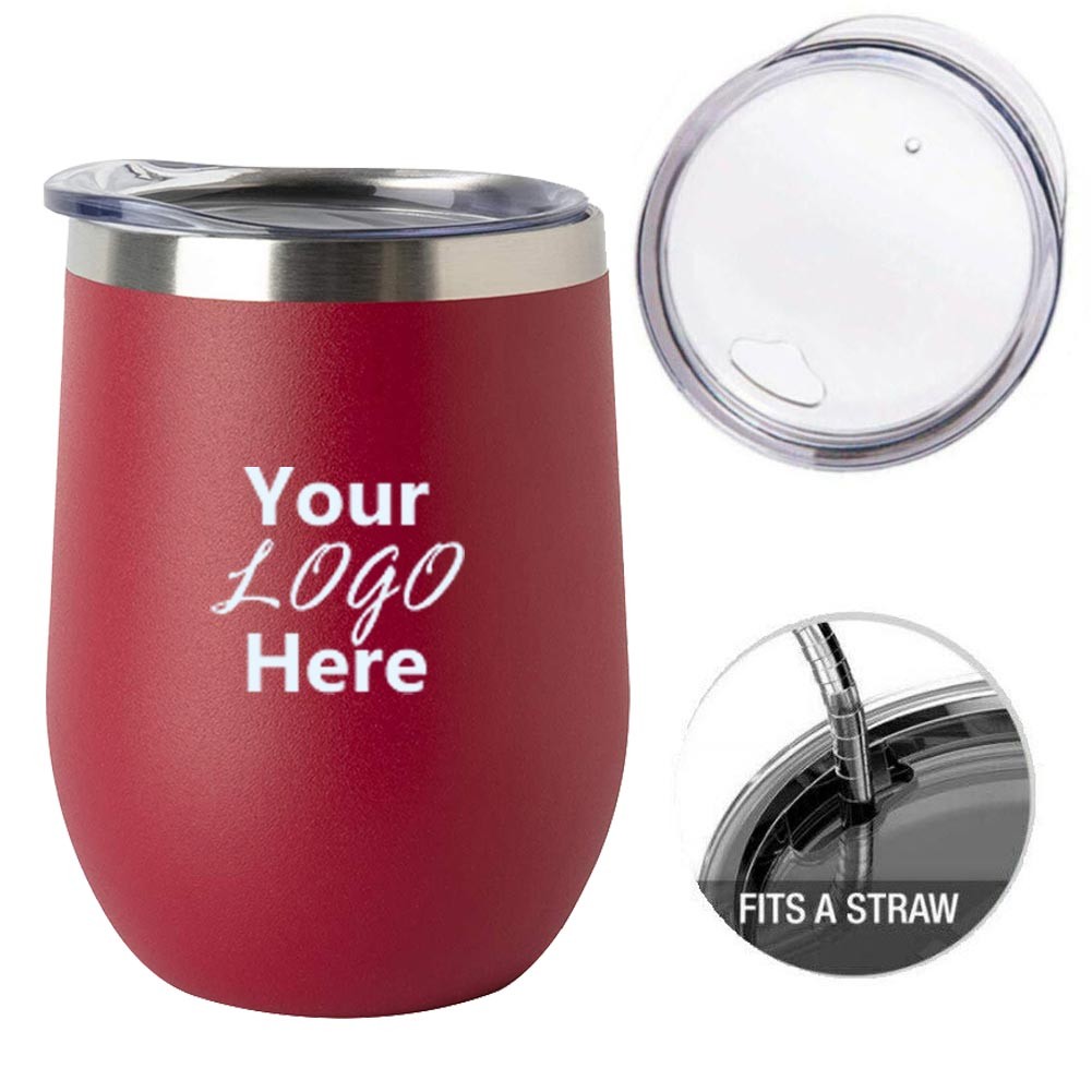 12 Oz. Wine Tumbler Double Insulated Stainless Steel with Open Sip Lid 2