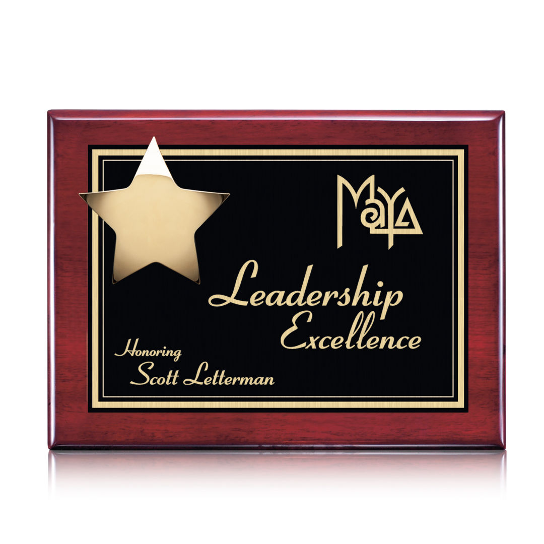 Hollister Plaque - Rosewood/Gold 1