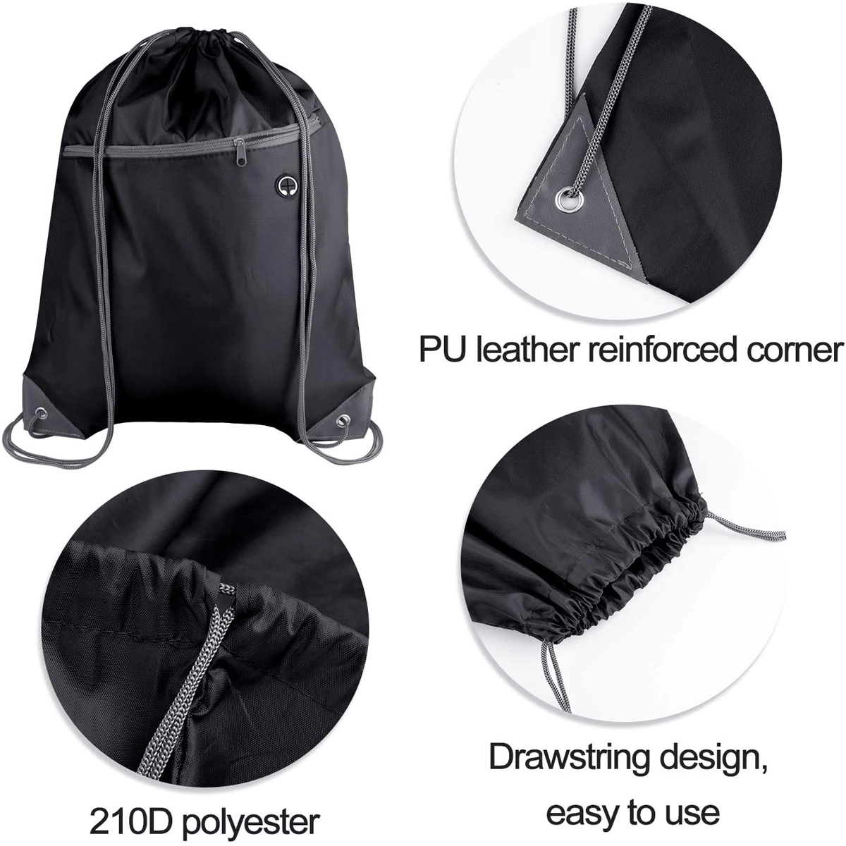 Drawstring Sports Pack With Front Zipper 4