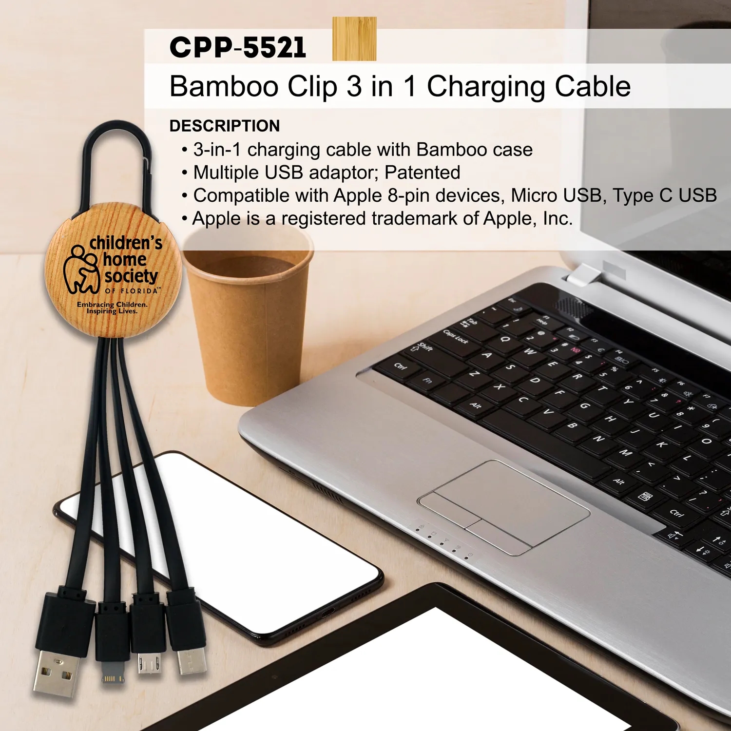 BAMBOO CLIP 3-IN-1 CHARGING CABLE 6