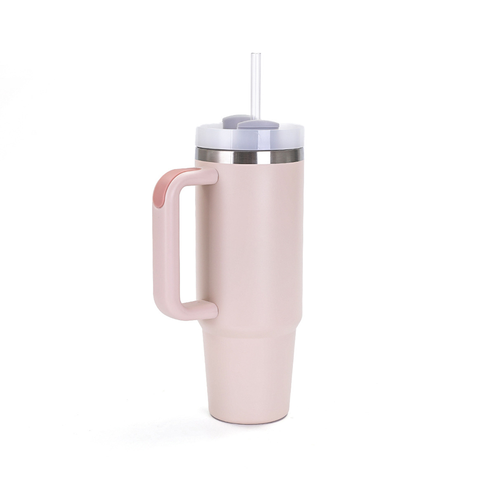 30OZ Double Walls Stainless Steel Auto Tumbler With Straw And Handle 11